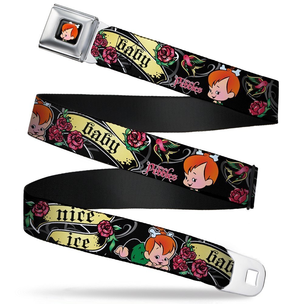 6703 Seatbelt Belt - Pebbles Face/Pose Tattoo Banners NICE ICE BABY - 1.0"